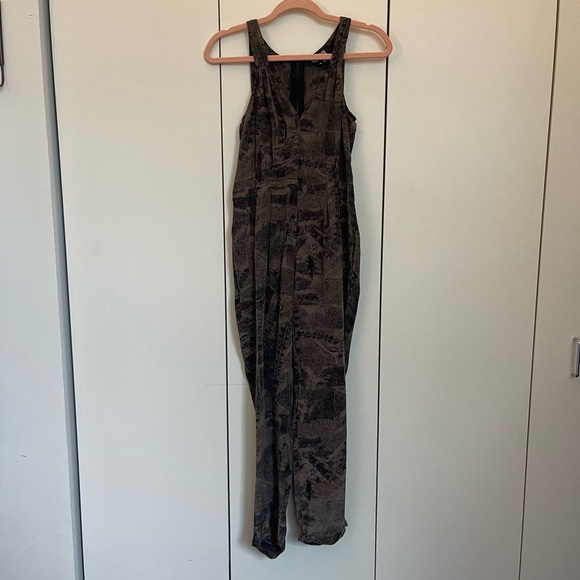 Vena Cava Silk Black and Brown Jumpsuit Denim Like Pattern - Picture 2 of 9